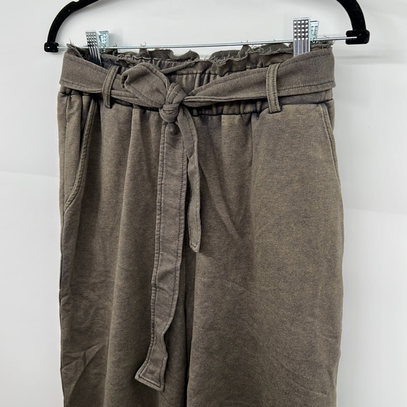 🆕Charcoal French Terry Paperbag High Waist Wide Leg Pant Hem & Thread S, M & L - Picture 10 of 15